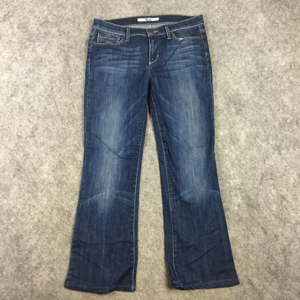 Joes Jeans 27 4 Provocateur Mid Rise Bootcut Dark Wash Distressed Whiskered Blue